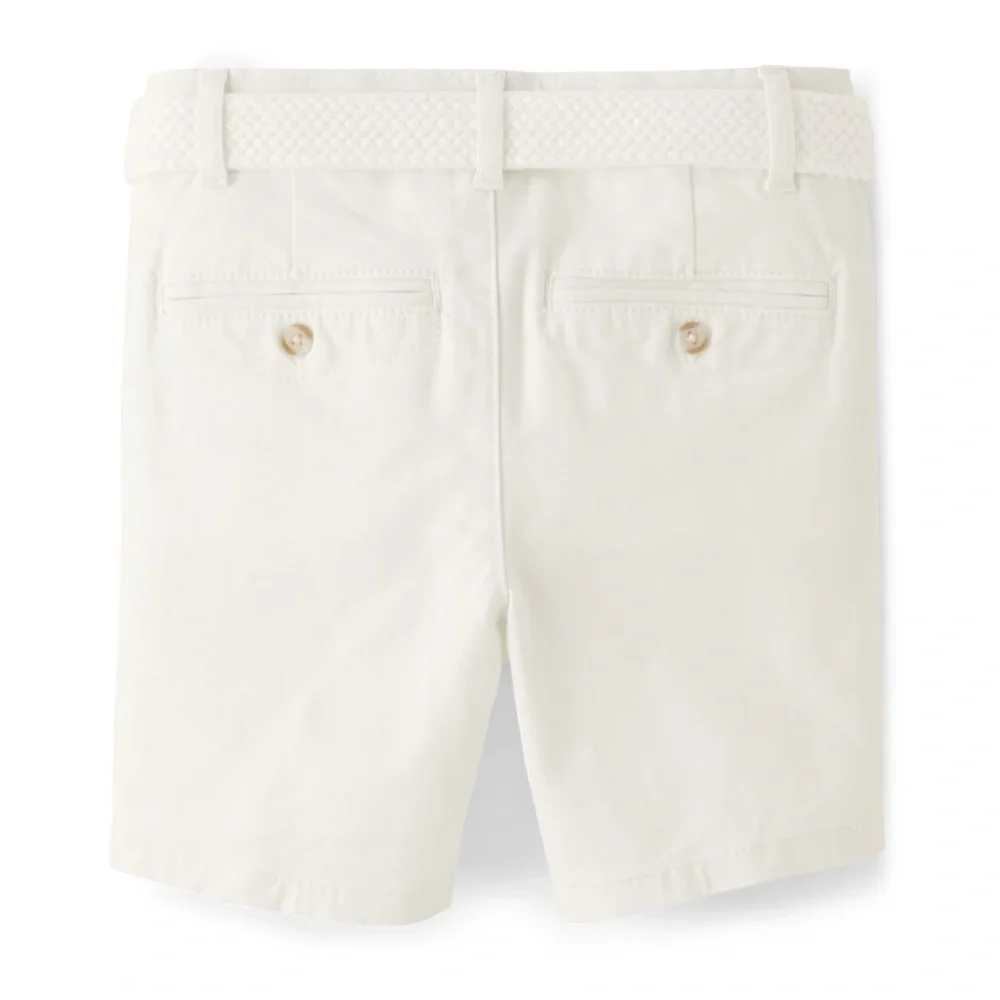 Gymboree Boys Belted Chino Shorts - Simply White Size 10